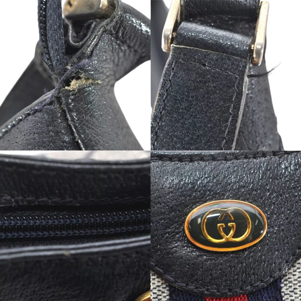 084273AR (E3) Gucci Shoulder Bag Sherry Line Navy Blue PVC - Picture 10 of 13